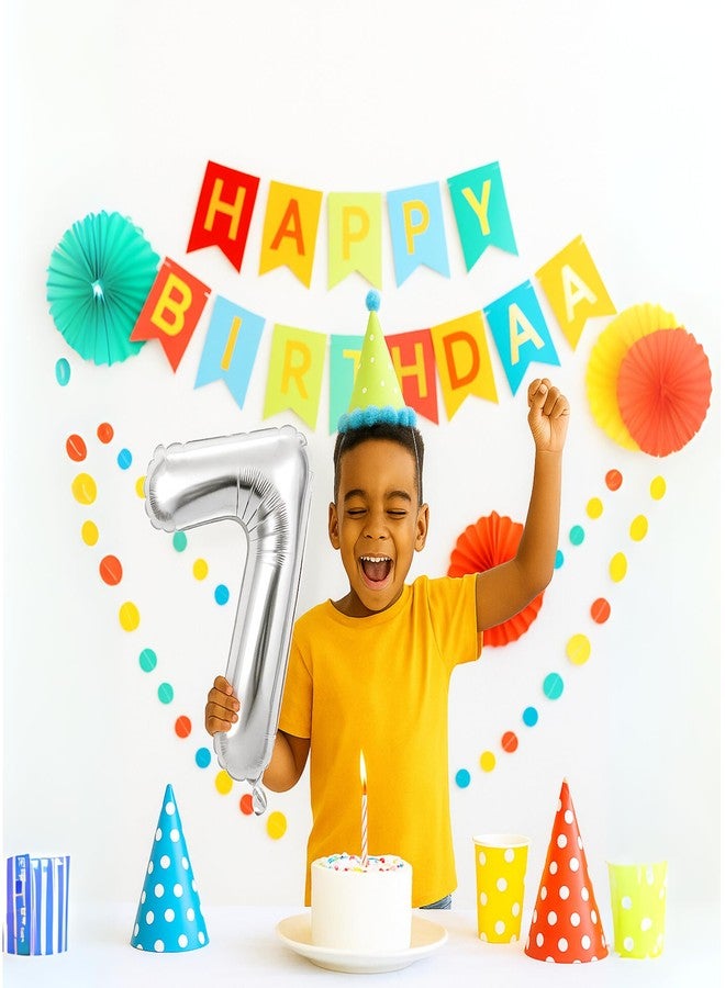 Flyloons 1 number Foil Balloon Silvers 16 inch Size For Kids Boys Girls Birthday Decoration Items 1st Year Balloons Set First - Image 2